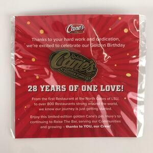 NEW Raising Cane's 28 Years of One Love Hat Pin Limited Edition Golden Birthday